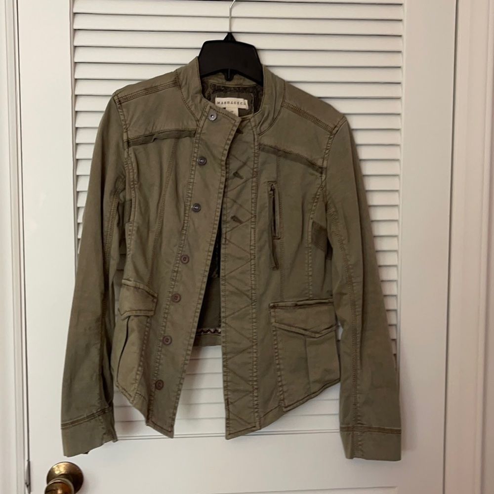Anthropologie Crop Green Cargo Jacket